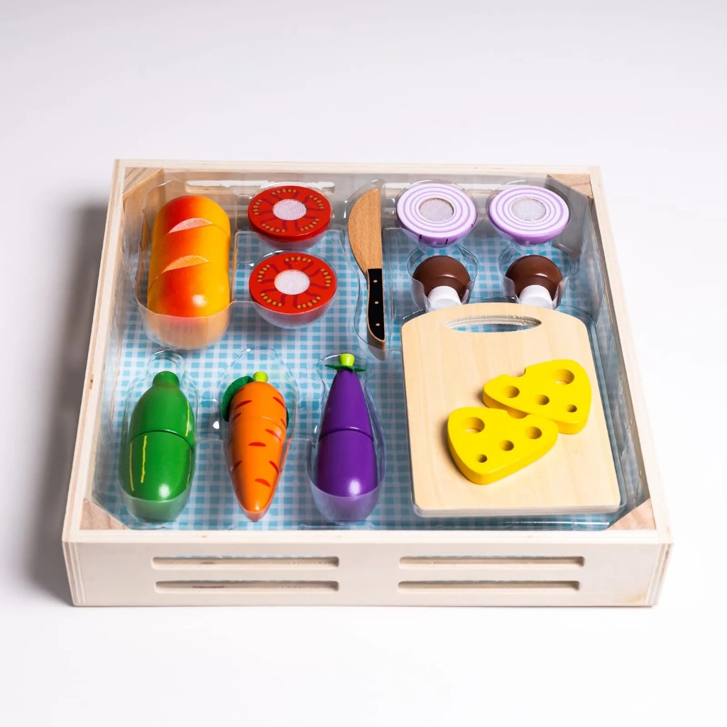 Kit Comidinhas de Brinquedo Madeira Infantil para Cortar e Acessórios Educativos - Tooky Toy