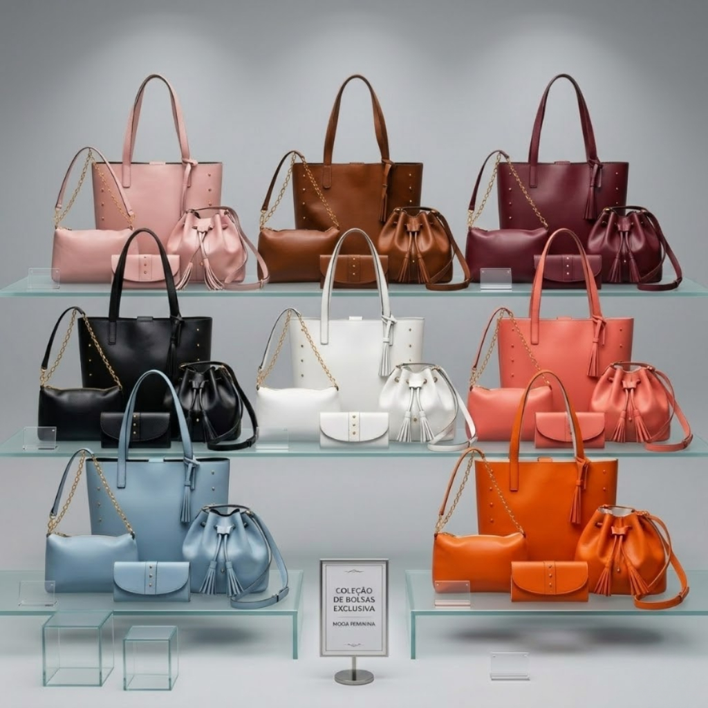 Kit 4 Bolsas Femininas Sacola Bag Femininas Tiracolo Bolsas Femininas Meninas Kit Com 4 Unidades Transversal Carteira
