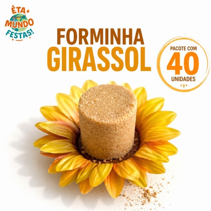 KIT 40 UNIDADES FORMINHA DE GIRASSOL PARA DECORAÇÃO FESTA JUNINA, FESTA INFANTIL BOLO E DOCES