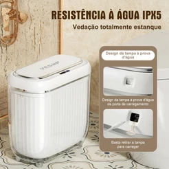 Lixeira Inteligente 14L Sensor Automático Recarregável Luxo Yesop