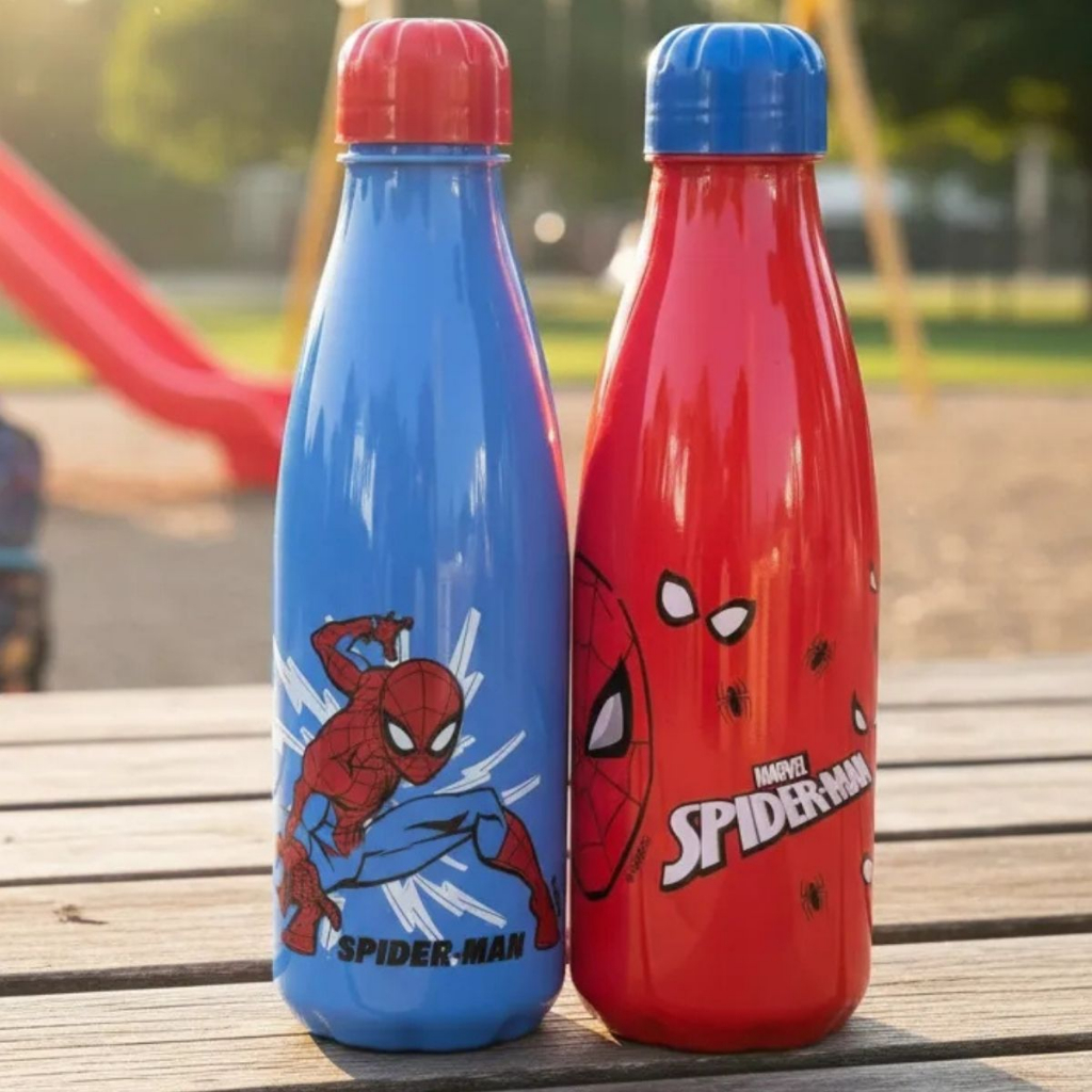 Garrafa Squeeze Homem Aranha 600ml Spiderman  Garrafinha Plástica Infantil Volta as Aulas