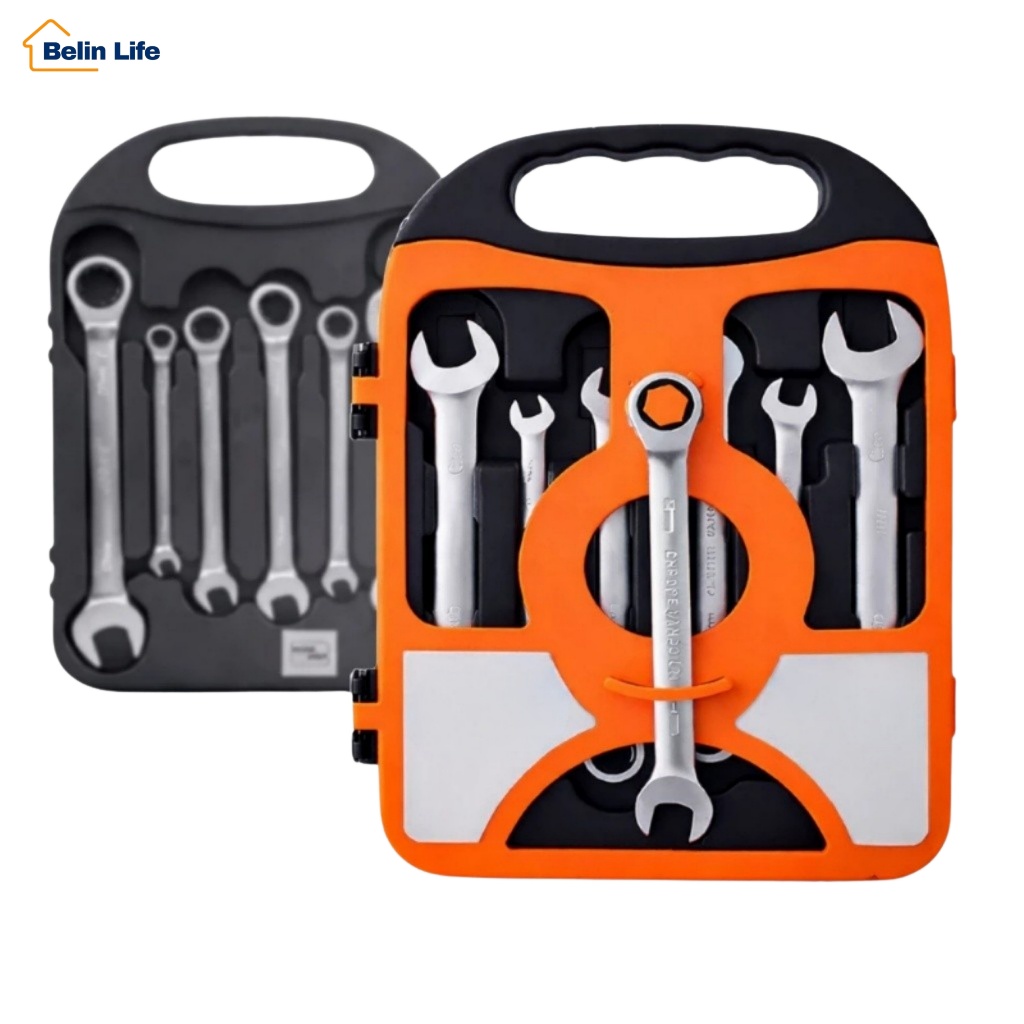 Kit 7 Chaves Combinadas Catraca Articulada 8mm a 19mm  Aço Profissional Luatek L