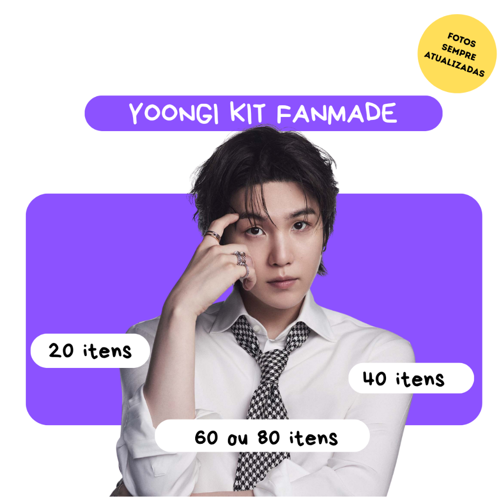 KIT FÃ SUGA - YOONGI PERSONALIZADO - FANMADE - ATÉ 80 ITENS