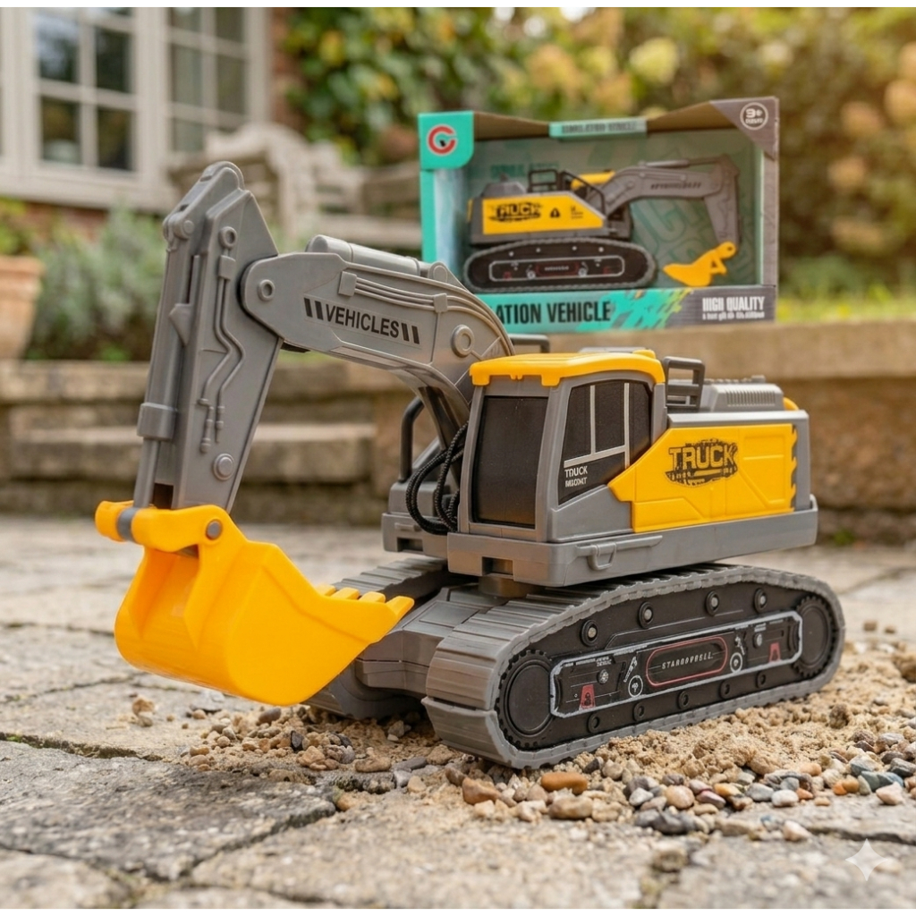 Carrinho Trator Escavadeira Brinquedo Fricção Luz e Som Educativo Ideal Para Presentear