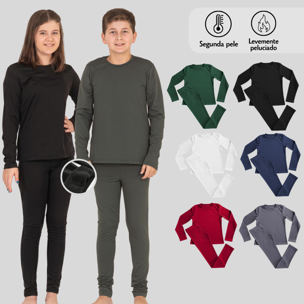 Conjunto Unissex Segunda pele para o Inverno Térmico Peluciado Frio 04-C8 Lavin Basic