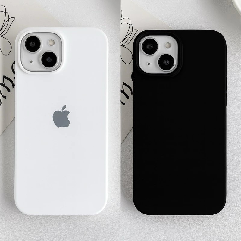 Capinha Silicone Aveludada Cor PRETO BRANCO Capa Para IPhone XR 11 12 13 14 15 16 PRO MAX PLUS