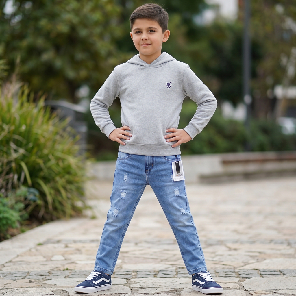 Roupa Infantil Menino Calça Jeans Rasgada no Joelho Destroyed