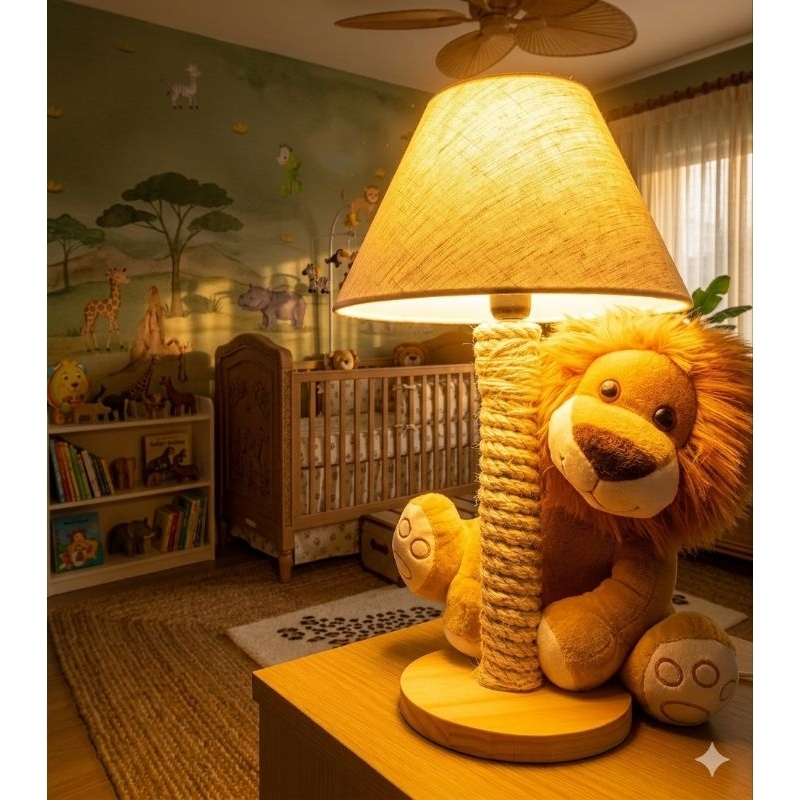 Abajur Infantil Quarto Bebe Safari Leão