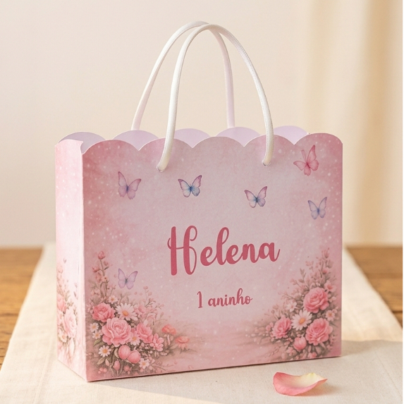 Sacolinha surpresa personalizada festa menina  jardim encantado das borboletas lembrancinha