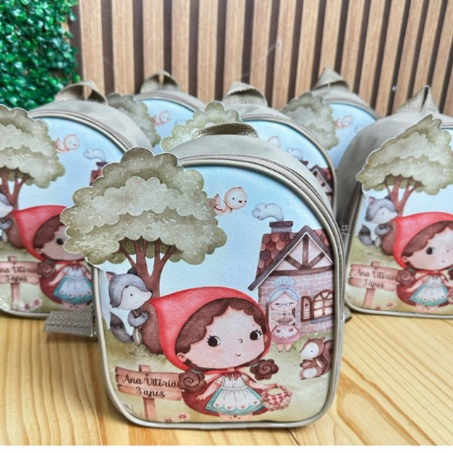 Kit 10 Unid Mochila Personalizada 3D Lembrancinha aniversário Chapeuzinho Vermelho - QUALQUER TEMA