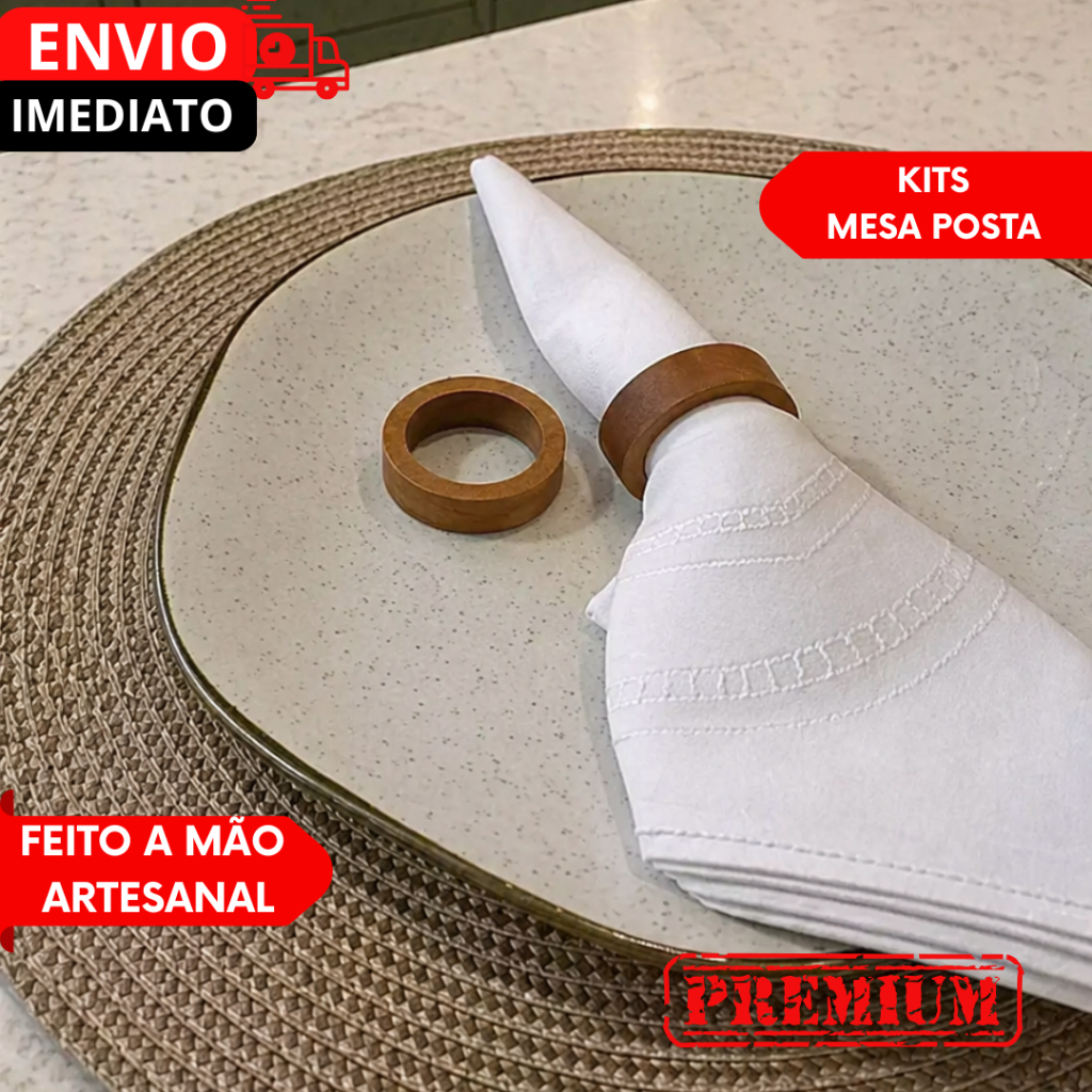 Pacote 06UN unidades Porta Guardanapos Argola De Madeira Cerejeira Bege 5cm Mesa Prendedor