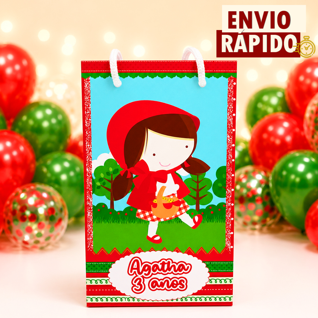 Sacolinha Personalizada P - Chapéuzinho Vermelho - PEGUE E MONTE - Lembrancinha Festa Aniversário