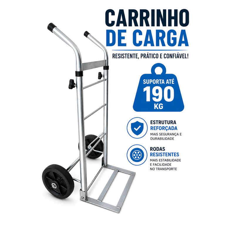 Carrinho de Carga Retrátil Reforçado até 190kg