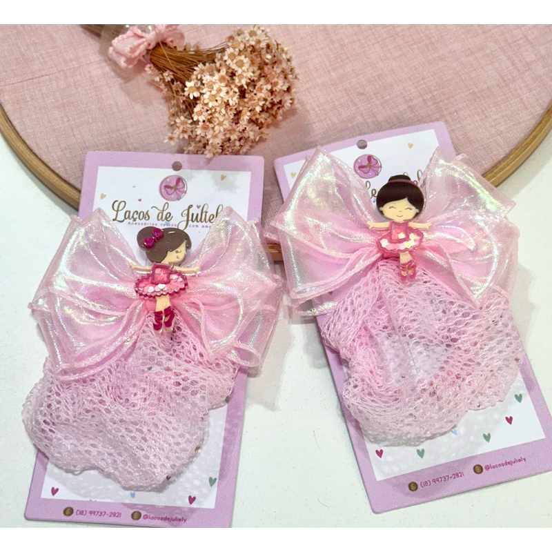 Laço Bailarina com redinha para coque de Balé, Laço Bailarina , Laço Dança Balé , laço rosa , Bailarina, Porta coque