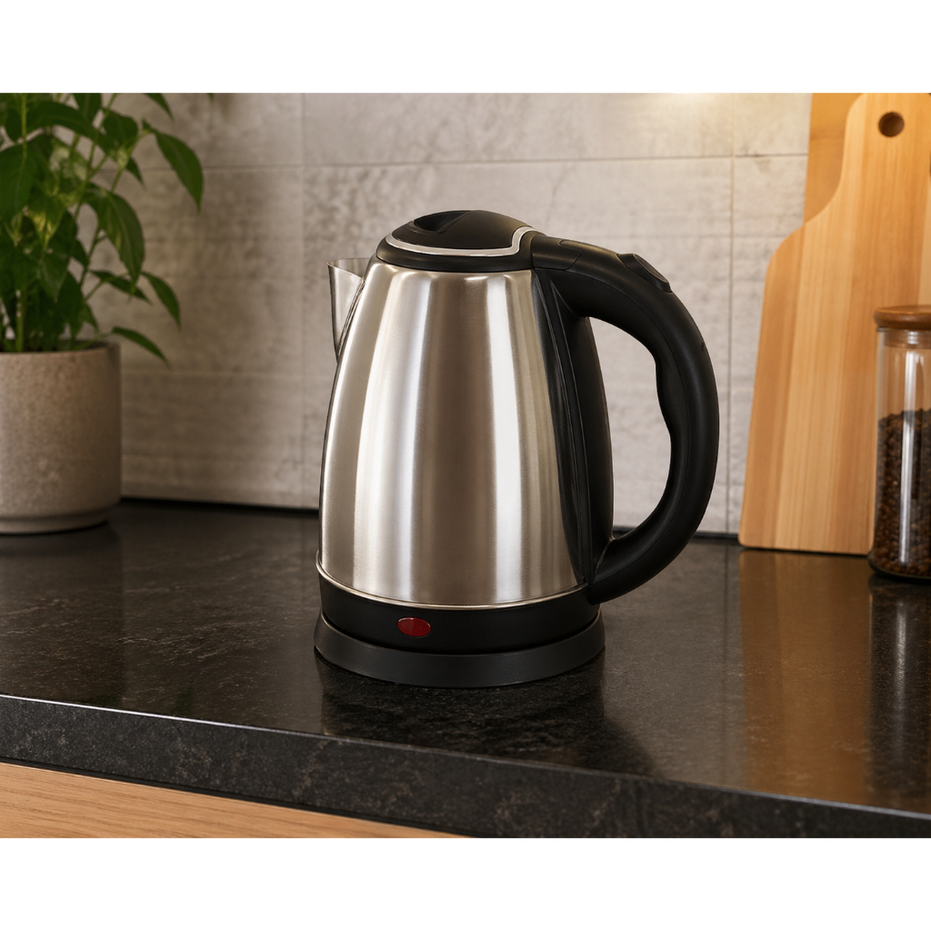 Chaleira Elétrica Inox 220V 1,8L Aquecimento Rápido Desligamento Automático Base Giratória