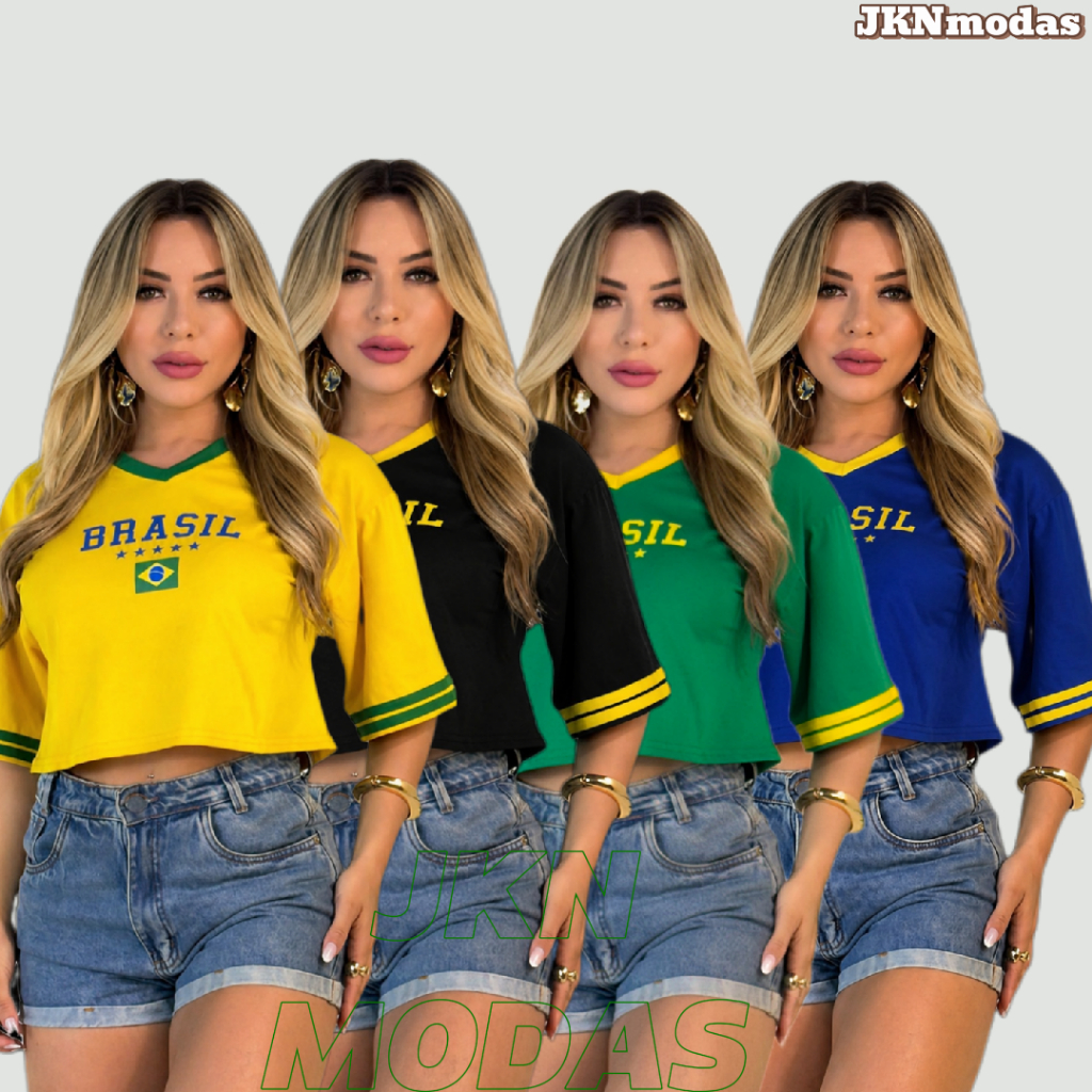 CROPPED oversized feminino BRASIL 100%algodão , COPA do mundo 2026 , moda gringa