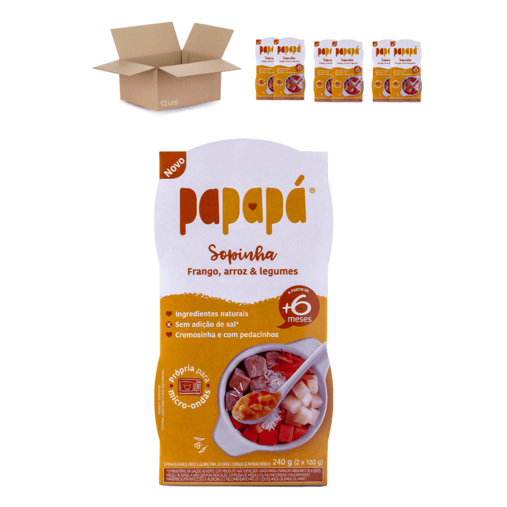 Kit 6 Sopinha De Frango, arroz & Legumes 240g - Papapá