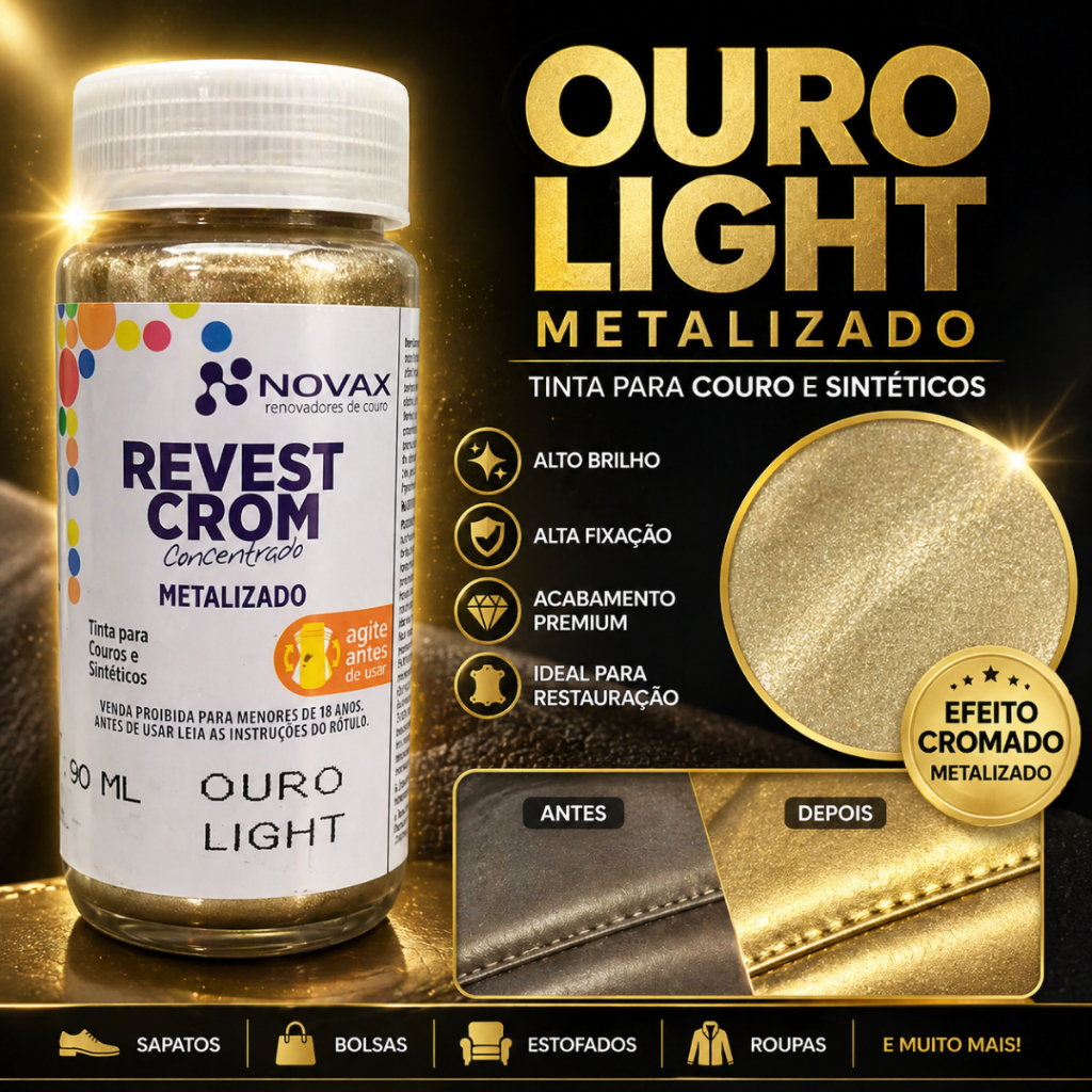 Tinta Para Couro Ouro Light Metal Dourada Tenis 90ml Ouro Light
