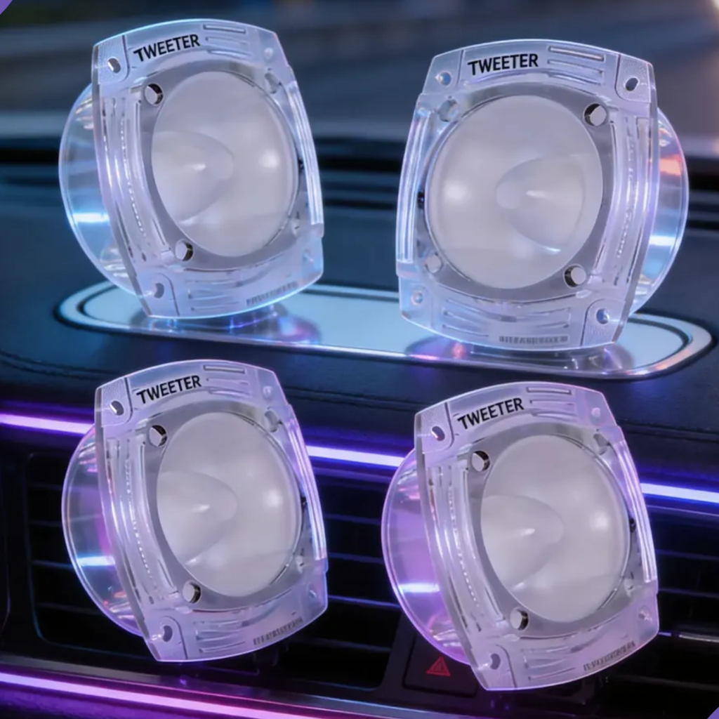 Kit 4 Frente Carcaça Para Super Tuiter tweeter selenium St330 polly St304 Buster Transparente com Led Som automotivo