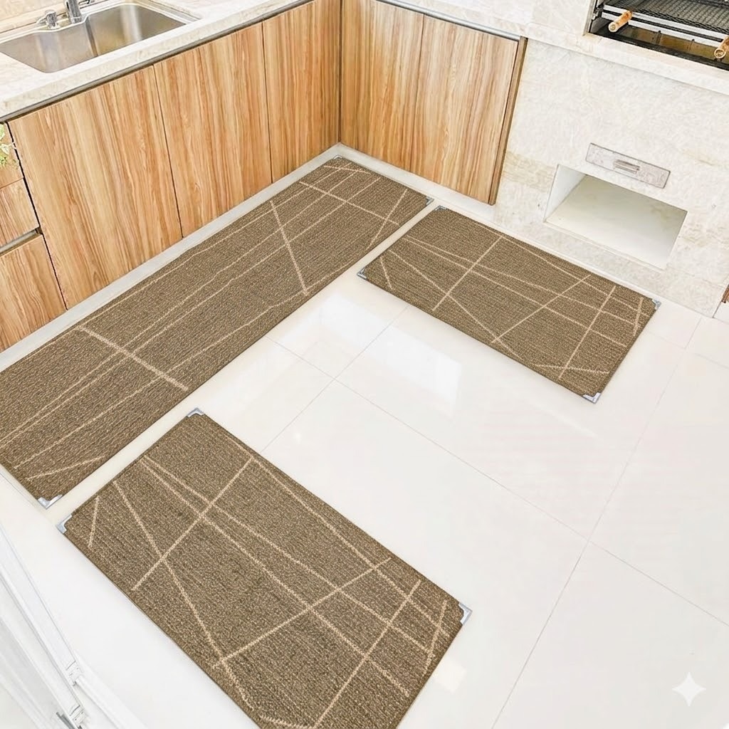 Kit Tapete Antiacaros Para Cozinha Estampado Não Levanta as Pontas
