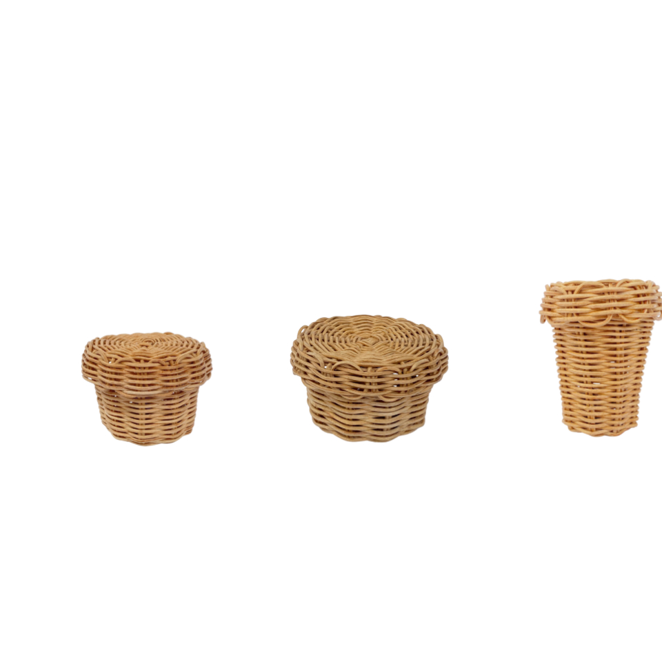 Kit Porta Mantimentos em Fibra Natural – Porta Manteiga, Geleia e Requeijão