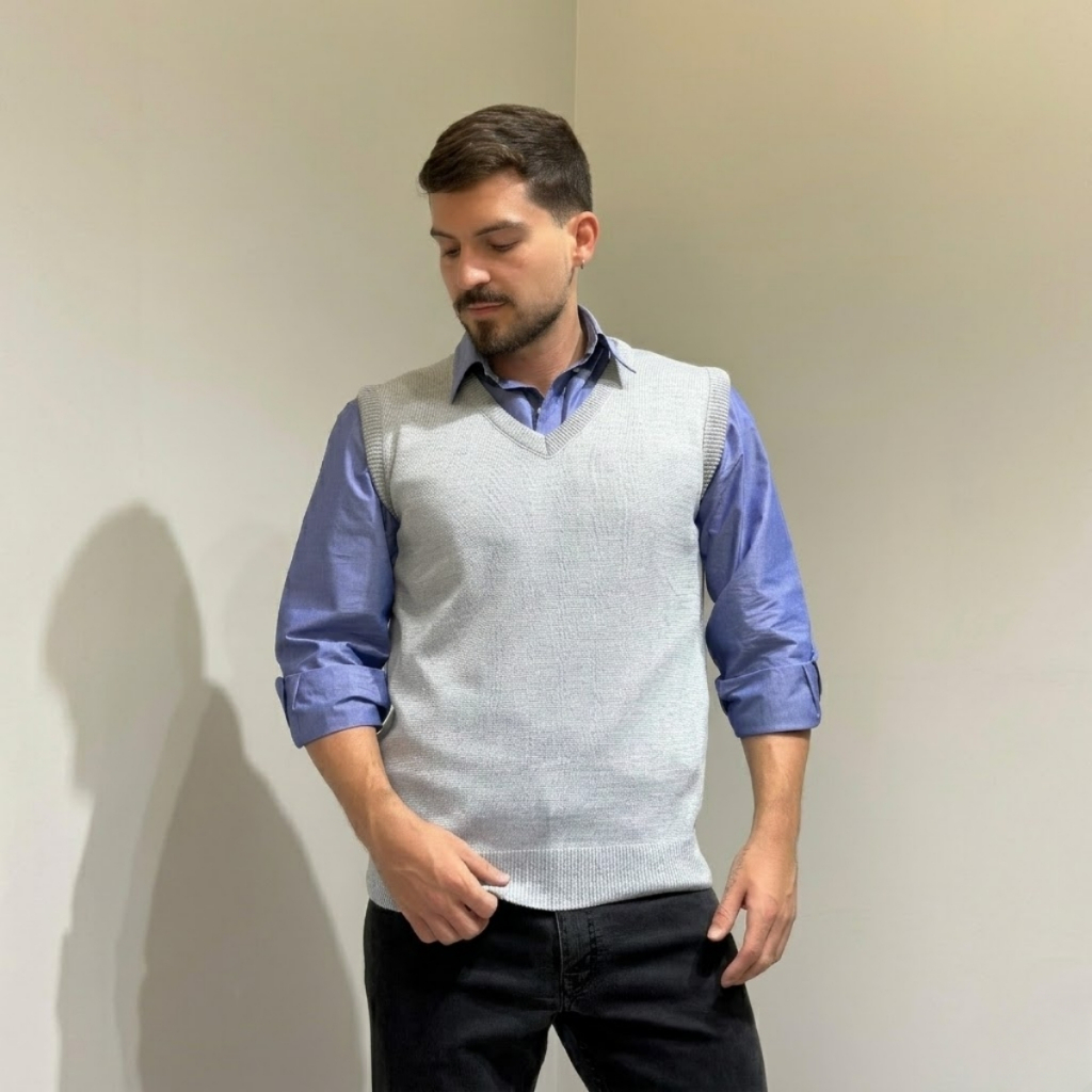 Colete Masculino Tricot Pulôver Gola V Social Frio Premium Inverno