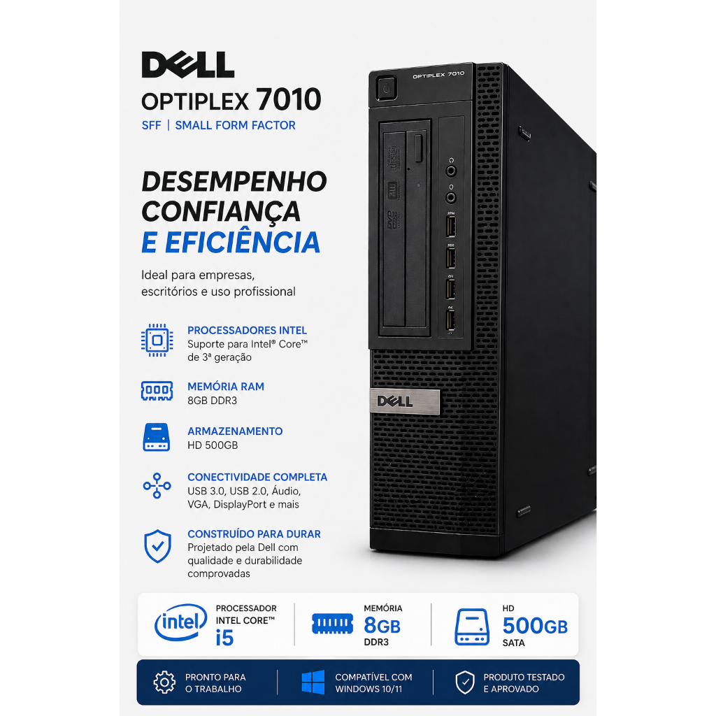 PC Dell i5 3570 3.4GHz 8GB HD 500GB  PRONTO PARA USO – LIGOU, USOU!  semi novo