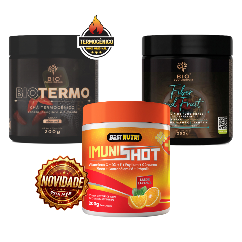 Kit Natural ImuniShot 200g + BioTermo 200g + Fibras e Frutas 250g | Bem-Estar Natural | Amor da Terra |