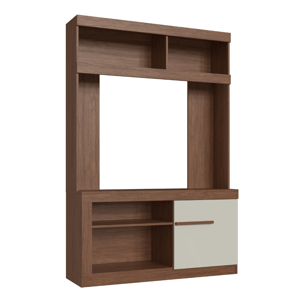 Estante para TV 50 Polegadas Home Threater 1 Porta 2 Prateleiras ES503 Marrom/Off White - Decibal