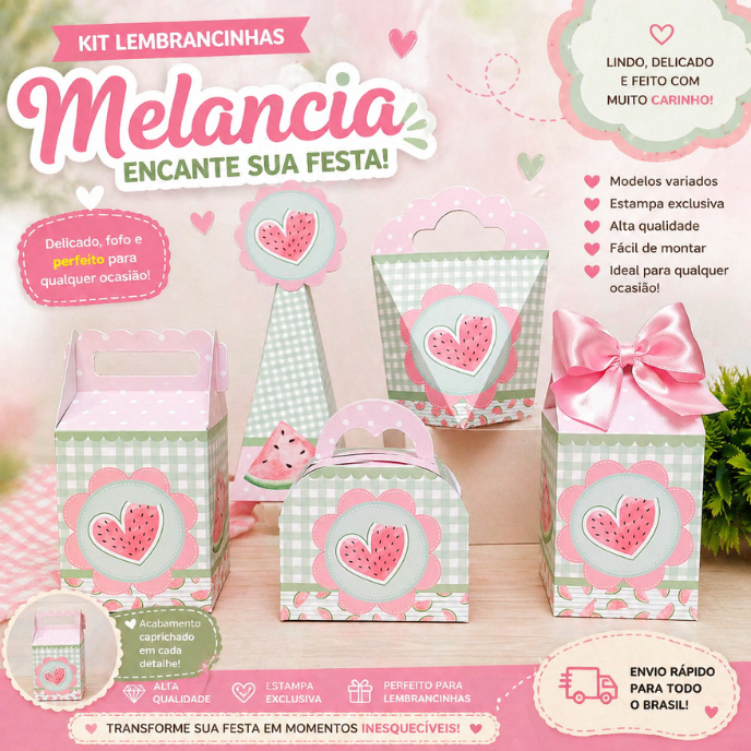 PERSONALIZADOS DA MELANCIA - CAIXINHAS  PERSONALIZADAS  PEGUE  E MONTE- LEMBRACINHA - FESTA INFANTIL
