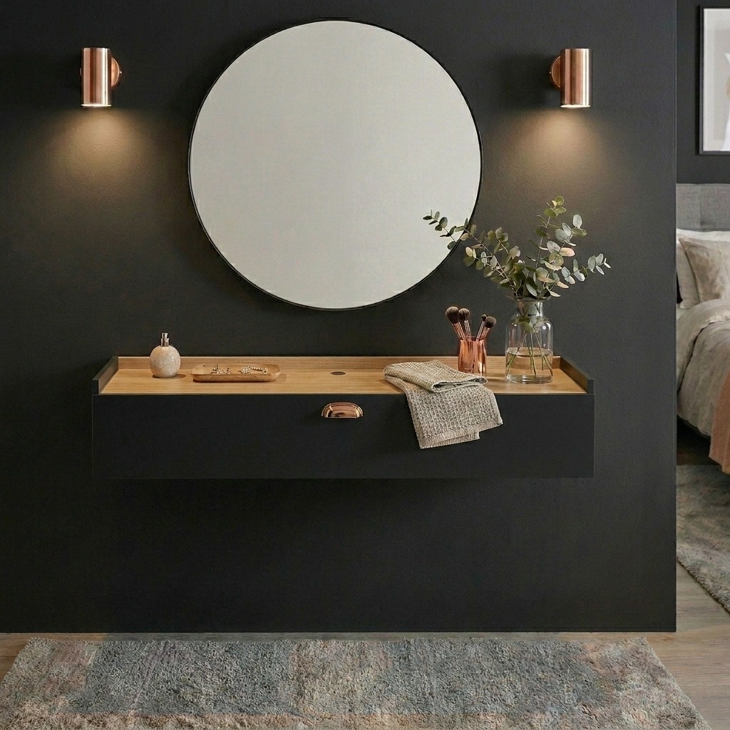 Penteadeira P/ Utensílios Beleza Suspensa 1 Porta Basculante Decoração Clássica Quarto -Lojas RPM