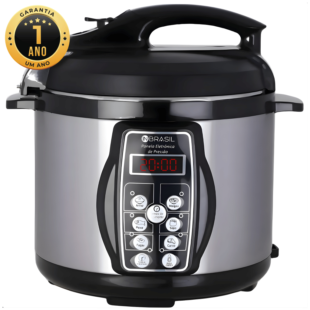 Imagem Panela De Pressão Elétrica Inox - 4 Litros - Multifuncional Digital - In Brasil