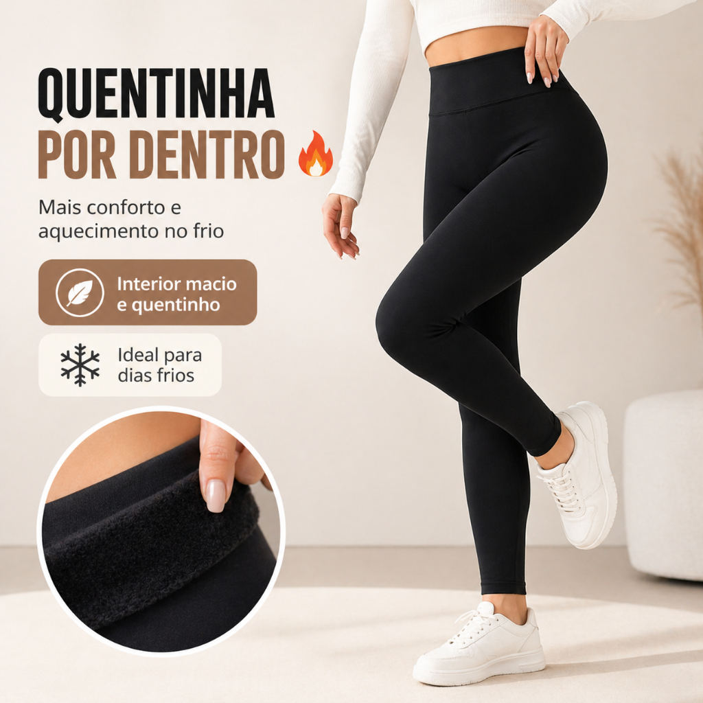 Legging Flanelada Grossa Calça Leg Peluciada Forrada Por Dentro Costura Reforçada Calça Térmica Inverno Calça Quentinha