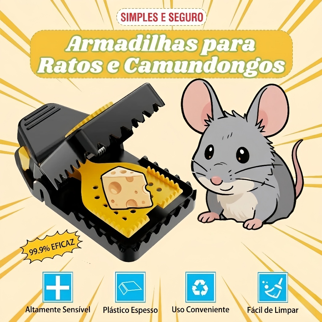 Ratoeira Grande Aprimorada, com Mecanismo de Pressão de Alta Sensibilidade, Reutilizável, Feita de Plástico