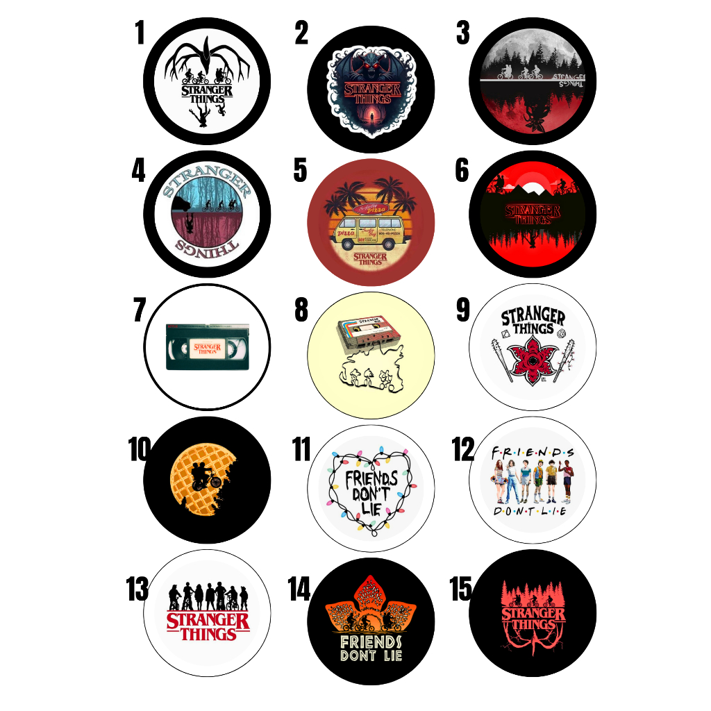 Kit Combo Bottons Broches STRANGER THINGS 4,5 cm