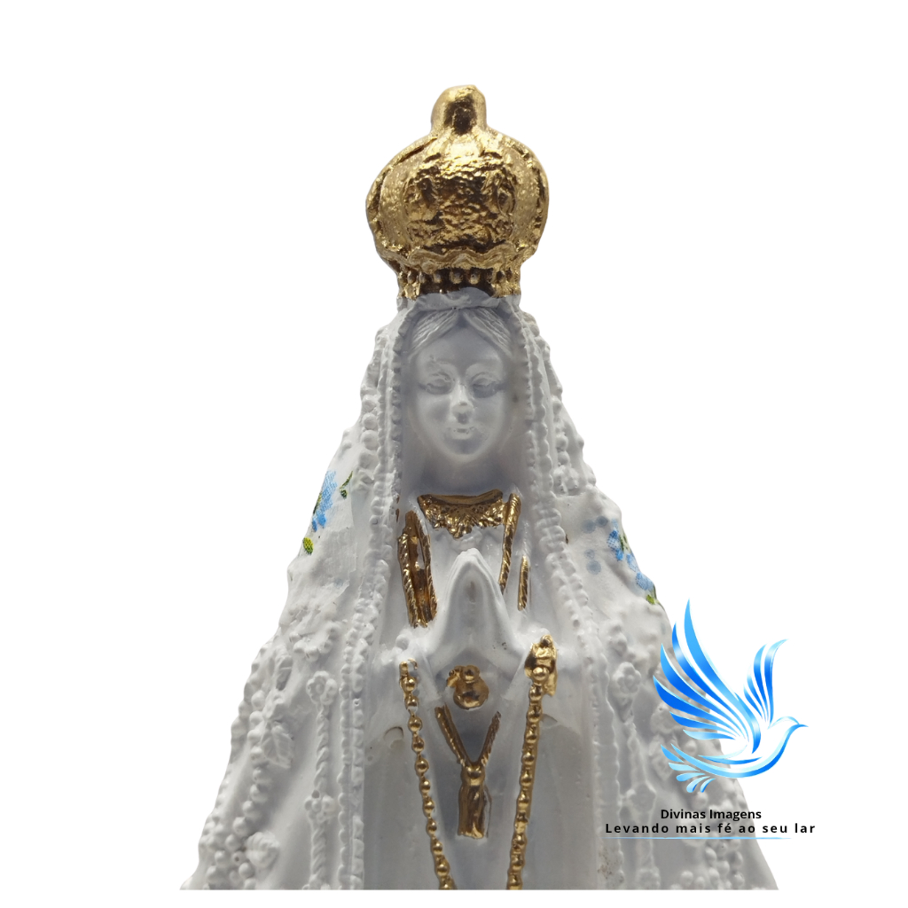 Nossa Senhora Aparecida Italiana 15cm Decopagem Flores Azuis Gesso Pintado Presente