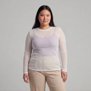 Blusa Tule Manga Longa Transparente Segunda Pele Academia Treino Festa Fashion Casual