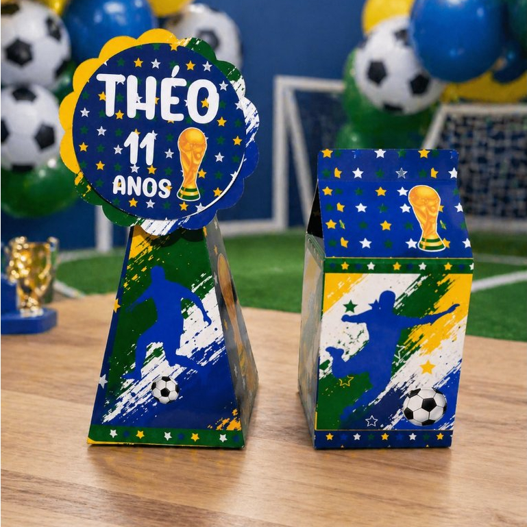 Kit Festa Futebol Brasil Lembrancinha Infantil  Caixinhas Personalizadas Pegue e monte