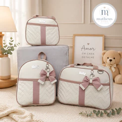 Kit Bolsa Maternidade Grande + Bolsa Media + Mochila de bebe Impermeável 3 Peças Enxoval
