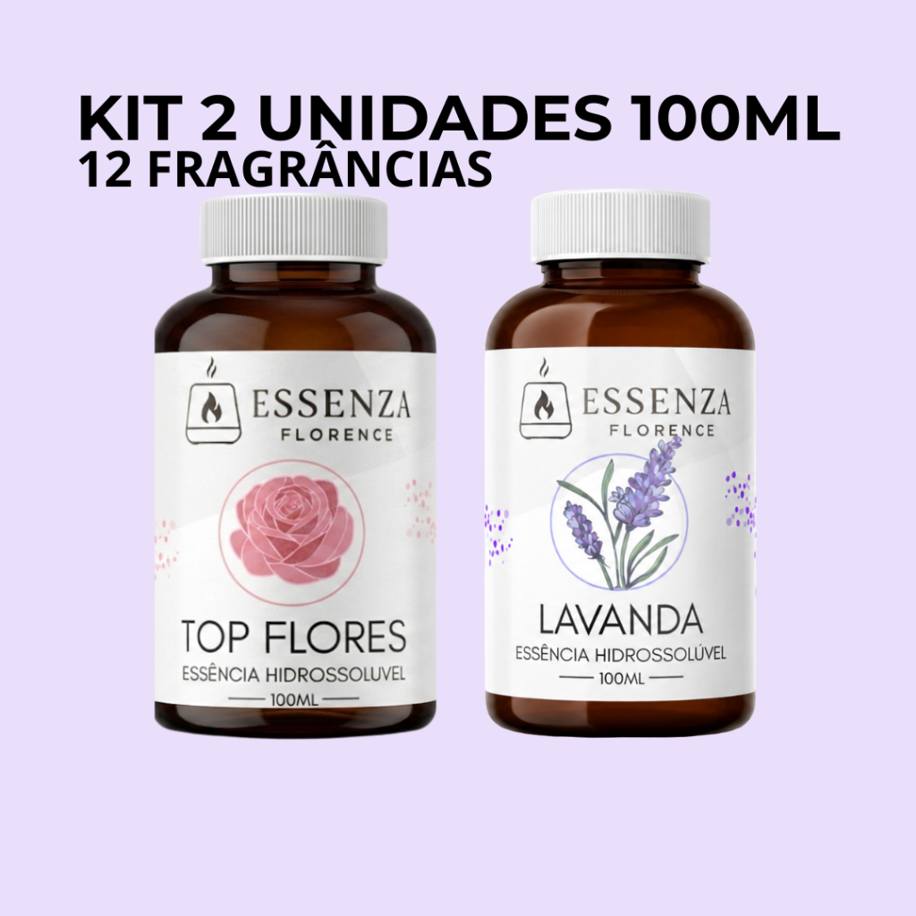 Essência Hidrossolúvel 100ml Kit 2 Unidades | 12 Fragrâncias Para Escolher Aromatizador Difusor Umidificador
