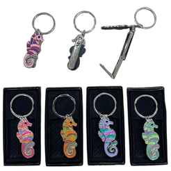 Suporte Porta Bolsa Gancho Dobrável Metal Portátil Mesa Cavalo Marinho Colorido