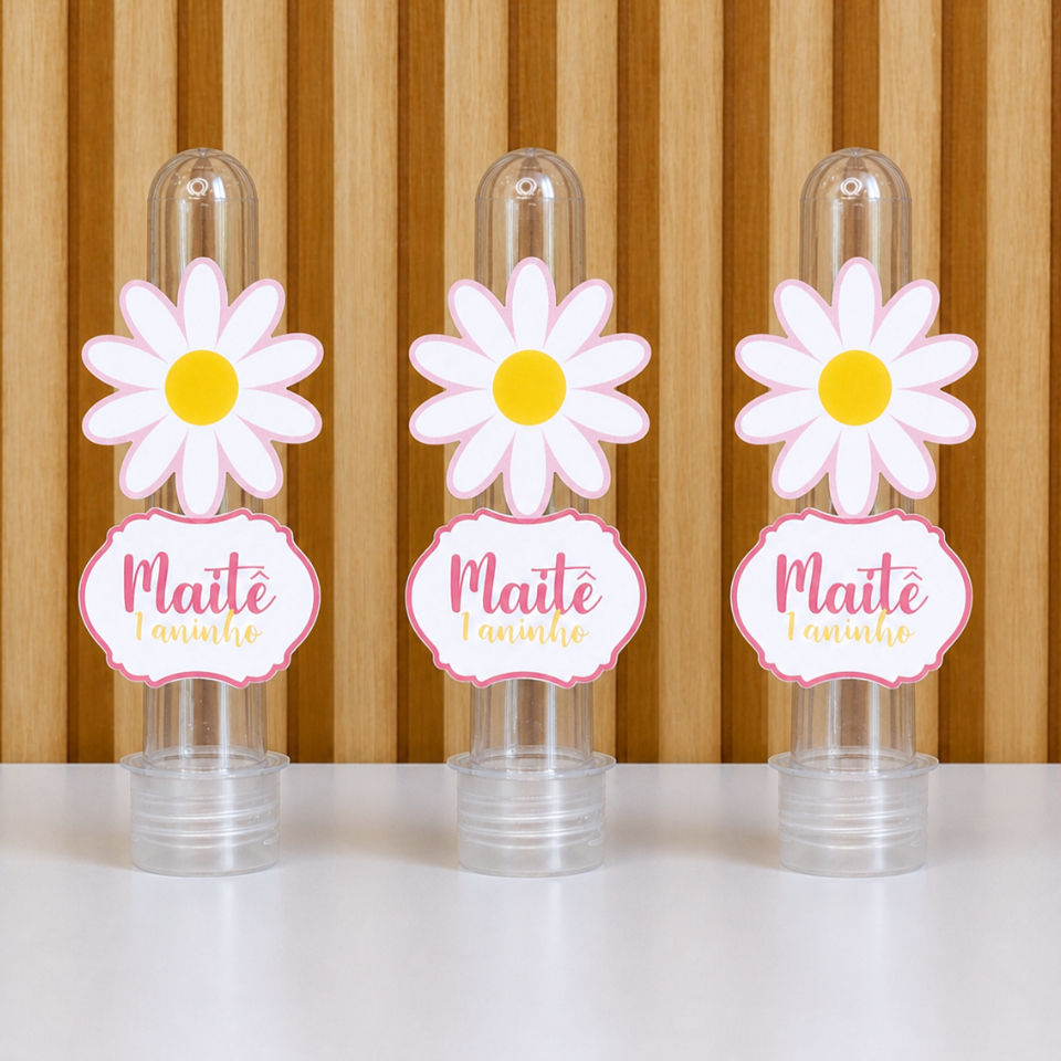 Aplique Tubete Personalizado  - Kit Festa - Aniversário - Lembrancinha - Margarida