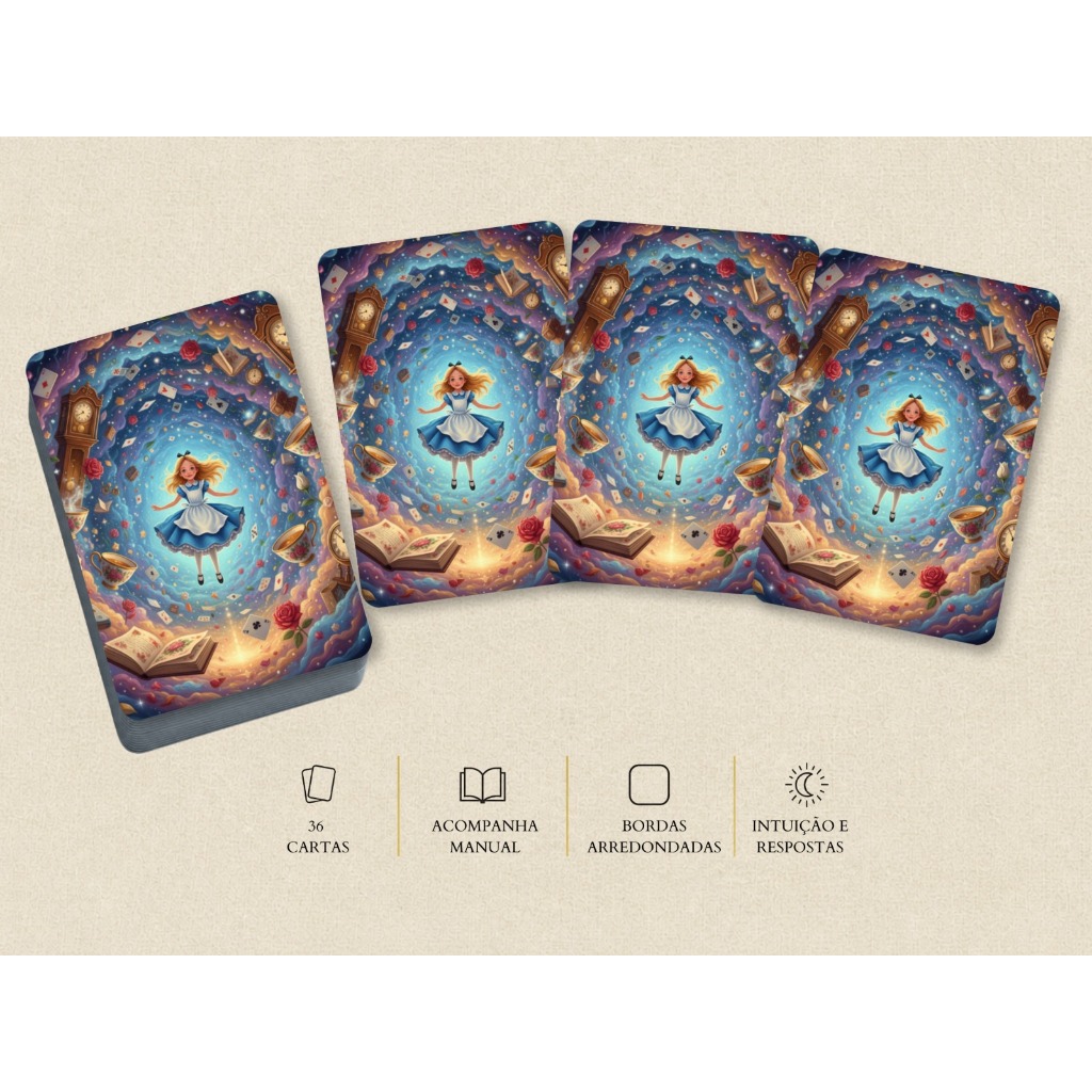 Tarô Baralho Cigano da Alice no País das Maravilhas – 36 Cartas de Encanto e Loucura