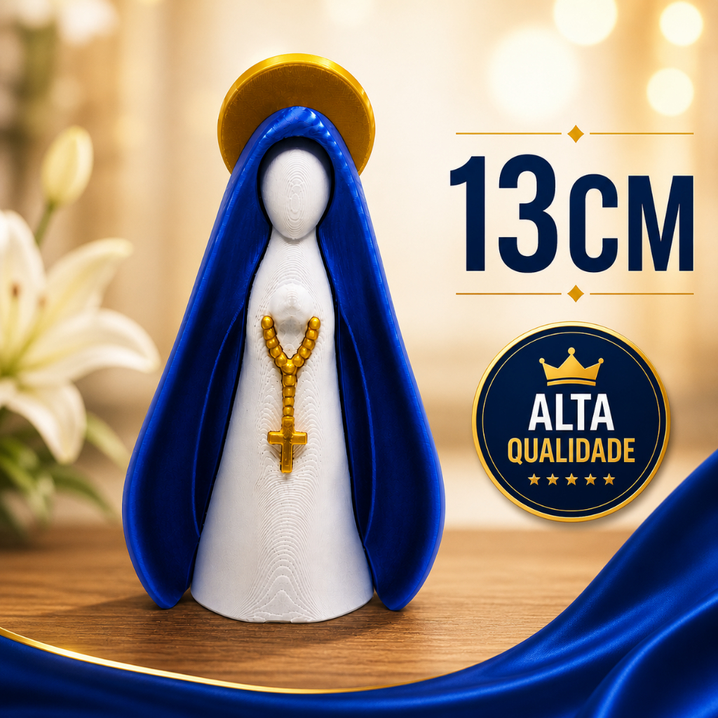 Nossa Senhora Aparecida 3D 13cm Decorativa Presente Religioso Premium Decoração Fé Católica