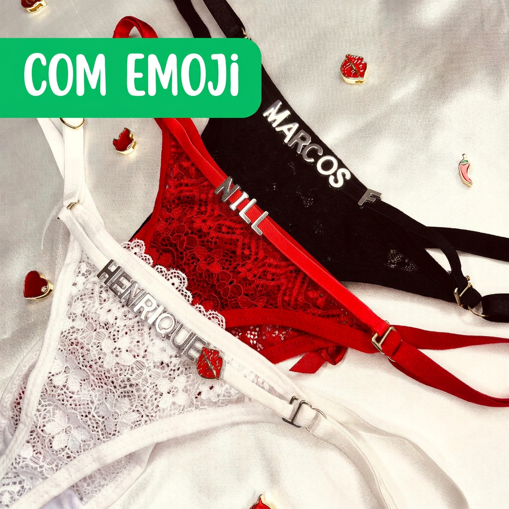 Calcinha Personalizada Nome Frase Renda Sexy com Letras
