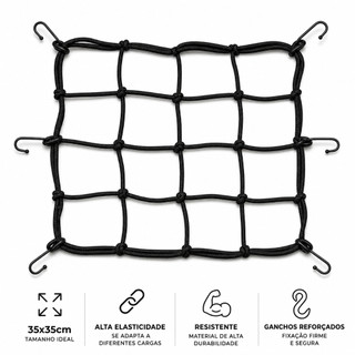 Rede Elástica 35x35 cm Para Capacete Moto Carro Caminhão Carga