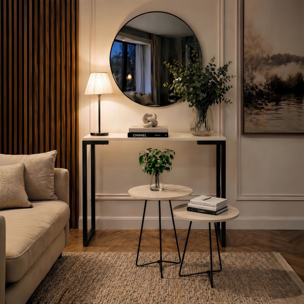 Kit Aparador + 2 Mesas Laterais Sala MDF Pés em Aço Combo decorativo casa 3 Peças