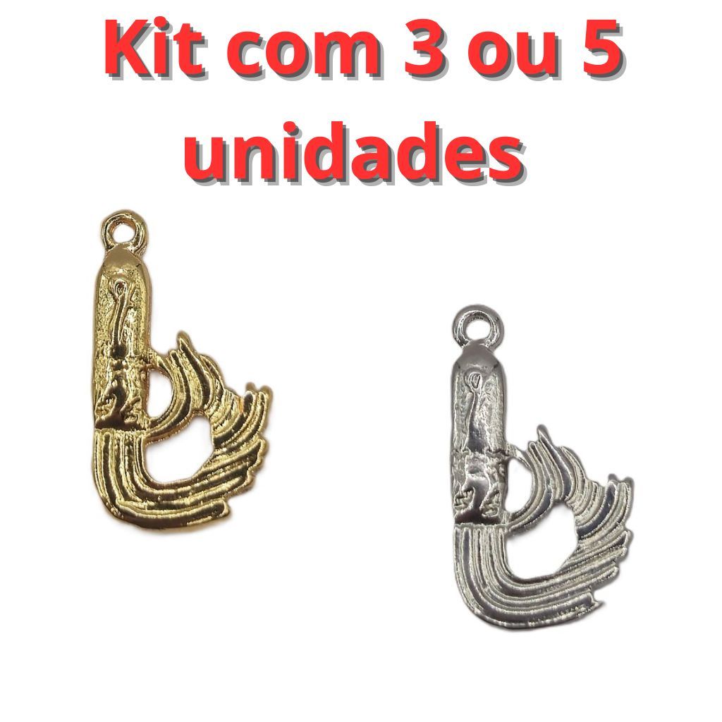 Kit 3 ou 5 Unidades Pingente de Chicote (Açoite) - Ferramenta de Pomba Gira e Exus Dourado/Niquel