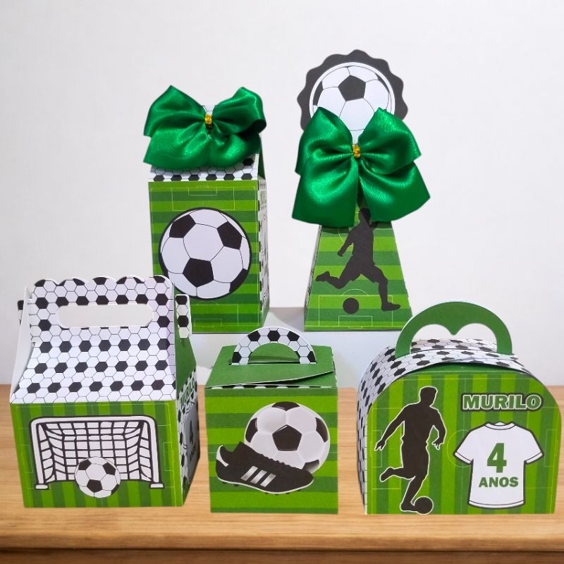 Kit Festa FUTEBOL VERDE / BOLA DE FUTEBOL Caixinhas Personalizadas lembrancinhas para Festas MONTADAS