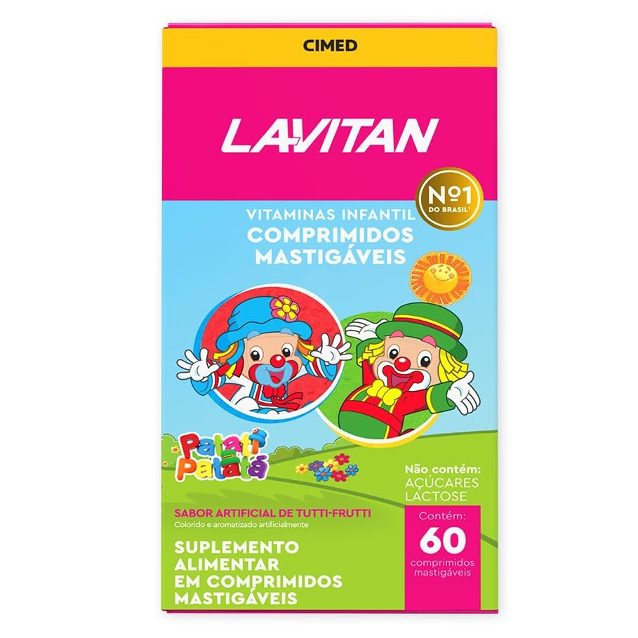 Vitamina Infantil  Lavitan Kids Imunidade Tutti Frutti Cimed 60 Comp. Rosa
